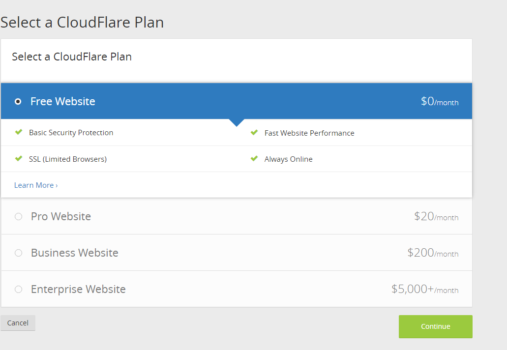 CloudFlarePlan