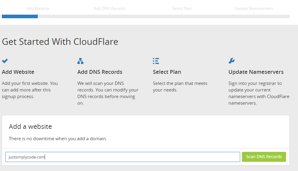 Sites add. Cloudflare. Domain add. Update website. Add your website.